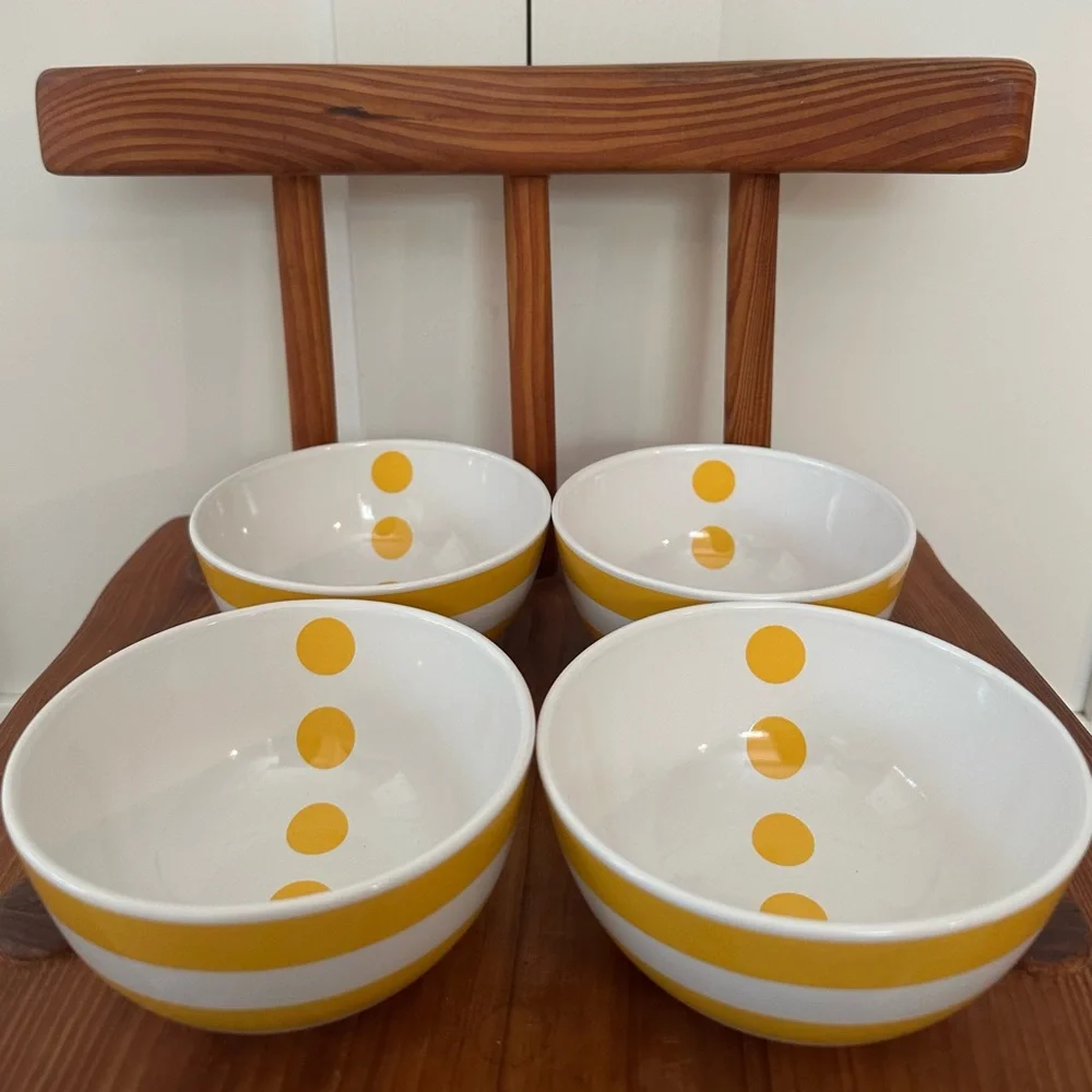 Set of 4 IKEA 2014 SKACK Yellow and White Serving Bowls  Vintage Retro - Picture 2 of 5